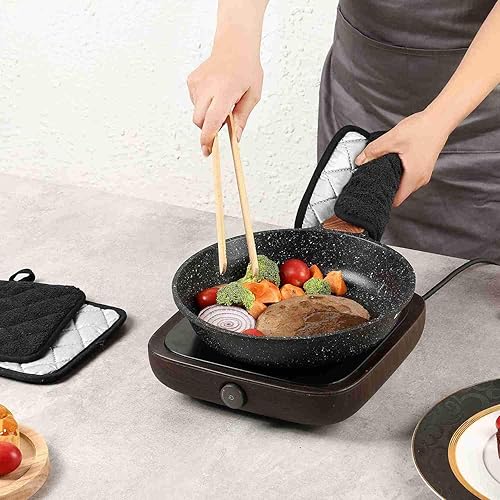 Miniatura 8 de Soportes para ollas de horno 100% algodón, 7 x 7 pulgadas, paquete de 3, perfectos para cocinar, hornear, servir, barbacoa o cena (jaspe, 3)