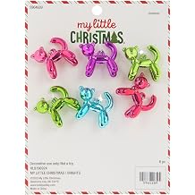 Colorful Balloon Animals Miniature Christmas Ornaments for Trees, and Crafts - 6 Count