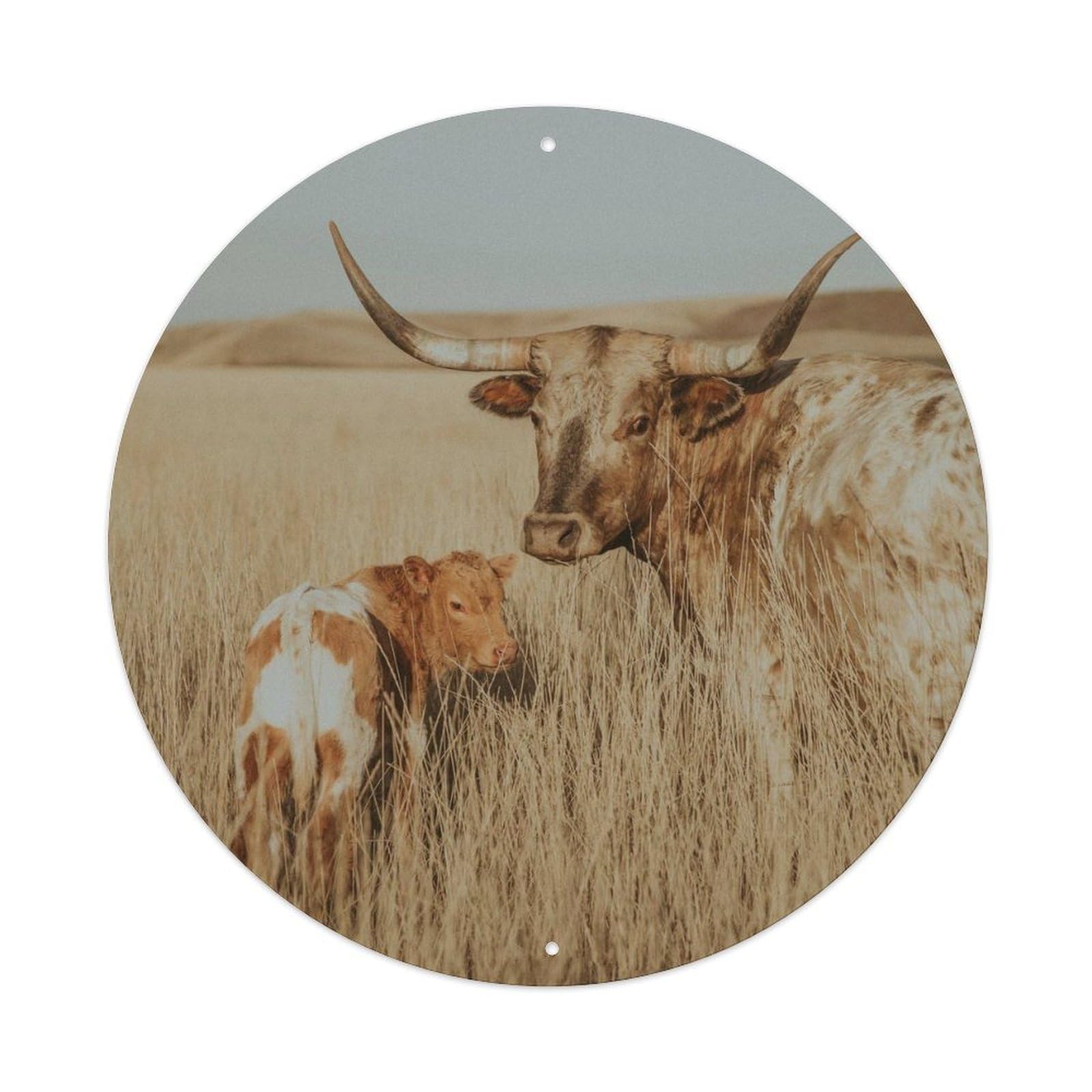 Texas Longhorn Cattle Farm Animal Western Metal Tin Sign