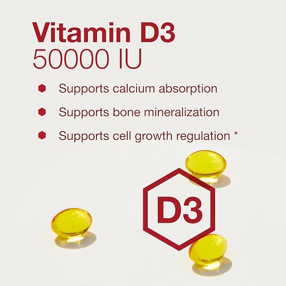 Protocol Vitamin D3 50000 IU - Immune Support, Healthy Bones and Teeth - 50 Softgels