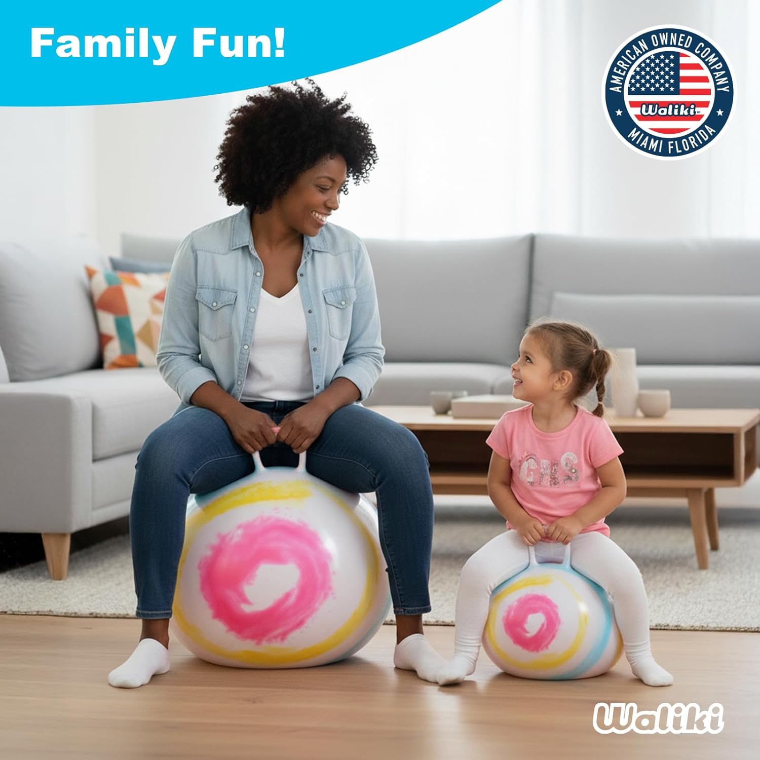 WALIKI Hopper Ball for Adults | 29-Inch Hippity Hop Ball | Jumping & Hopping Ball for Mom, Dad, Grandparents, and Fun Races | Tie-Dye