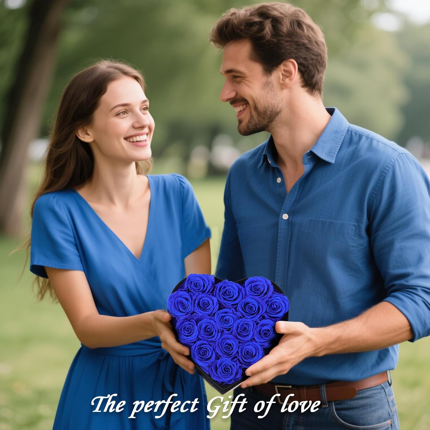 Luxury Forever Real Roses in Suede Box - 16-Piece Preserved Flowers Roses Gifts for Delivery Prime Birthday, Valentines's Day, Mother's Day,Anniversary, Graduation Gifts for Her (Royal Blue) - Image 5