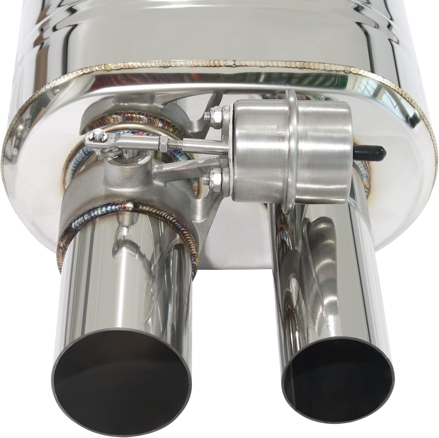 Universal Valve Muffler Exhaust Kit, Performance Mufflers With Remote and Module Vacuum Pump (Single Inlet Dual Outlet, 63mm/ 2.5 inch muffler kit)