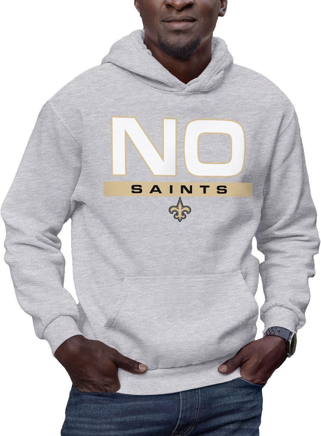 Hybrid Sports NFL - New Orleans Saints - City Block - Men's and Women's Pullover Hooded Fleece Sweatshirt - Size X-Large - New Orleans Saints - Athletic Heather