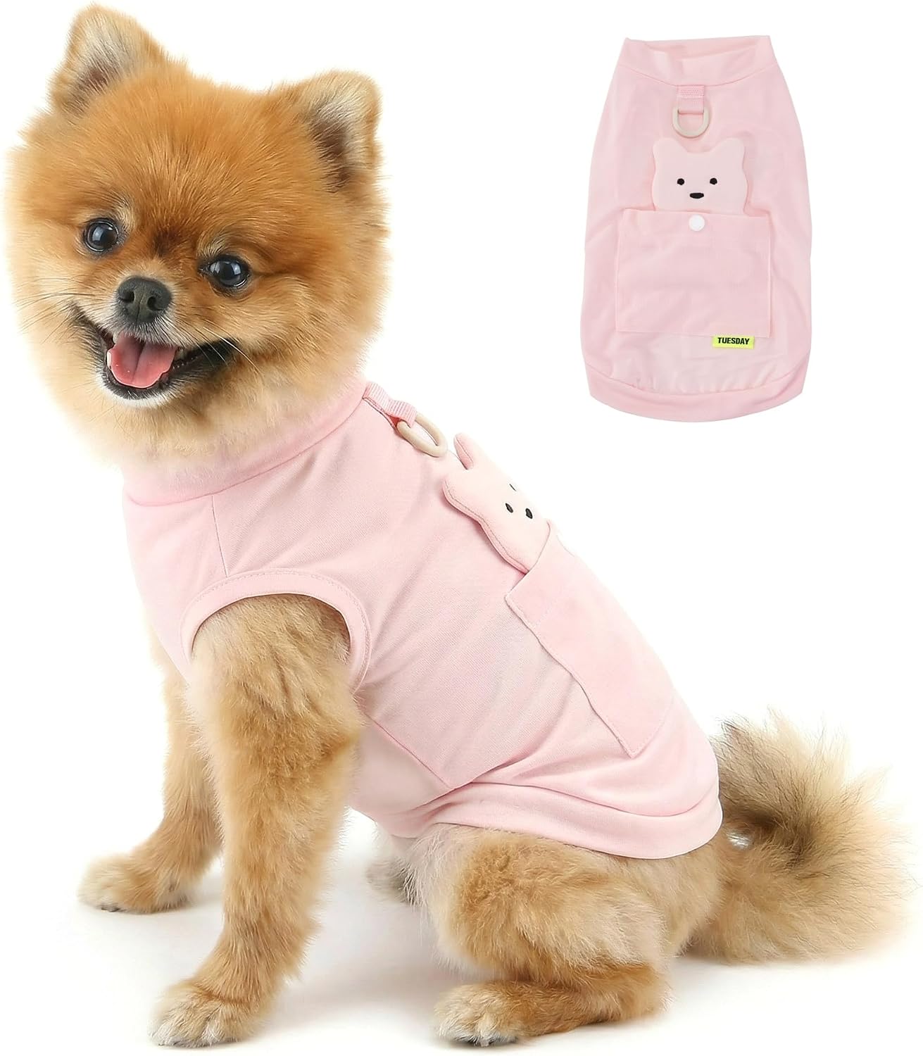 PAIDEFUL Cooling Dog Shirt with Leash Ring for Small Dogs Pink S