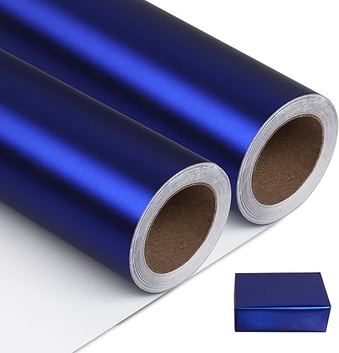 Miniatura 20 de NESCCI Papel de regalo negro de metal mate, papel de color sólido, 2 rollos, 17.5 pulgadas x 32.8 pies por rollo, papel de regalo perfecto
