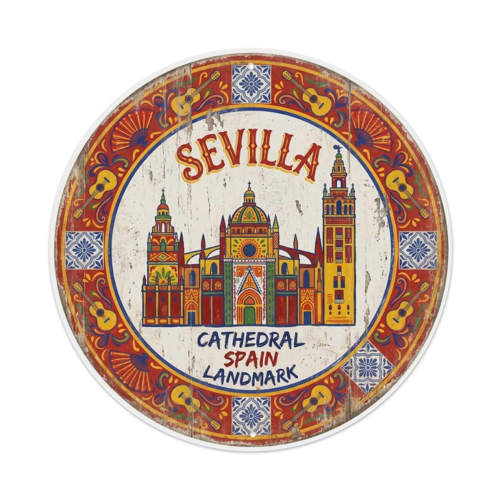 Vintage Travel Cathedral Seville Spain Metal Tin Sign
