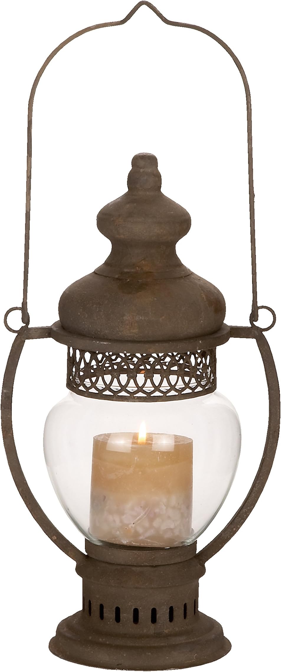 Rustic Brown Metal Candle Lantern