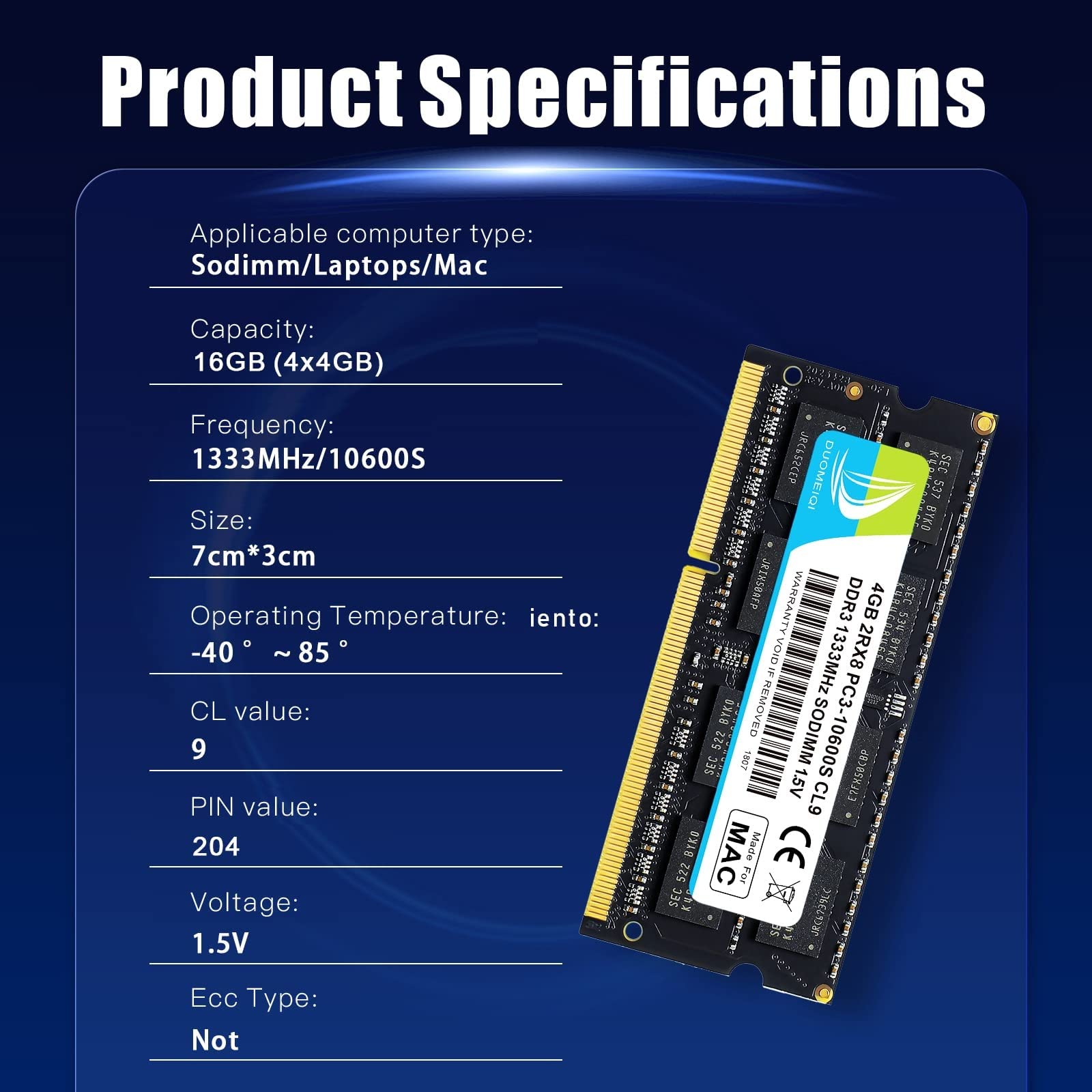 Amazon.co.jp: DDR3 16GB キット (4 x 4gb) RAM DDR3 1333MHz SODIMM