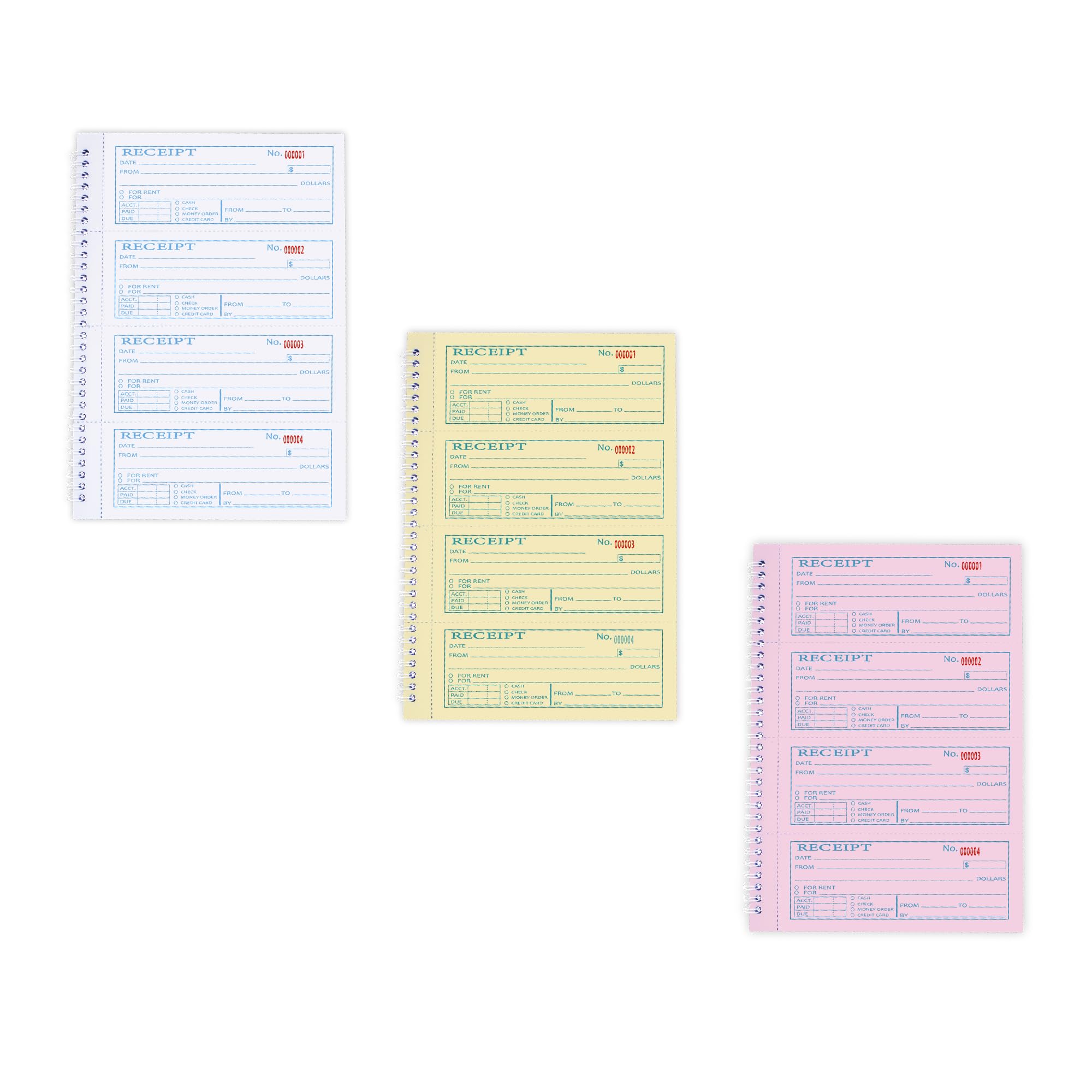 Quittungsbuch, 10 Stück, 20 x 29 cm, 3-teilig, selbstdurchschreibend, Quittungsbuch mit Durchschreibungen, Kassenbuch, 100 Sets pro Buch