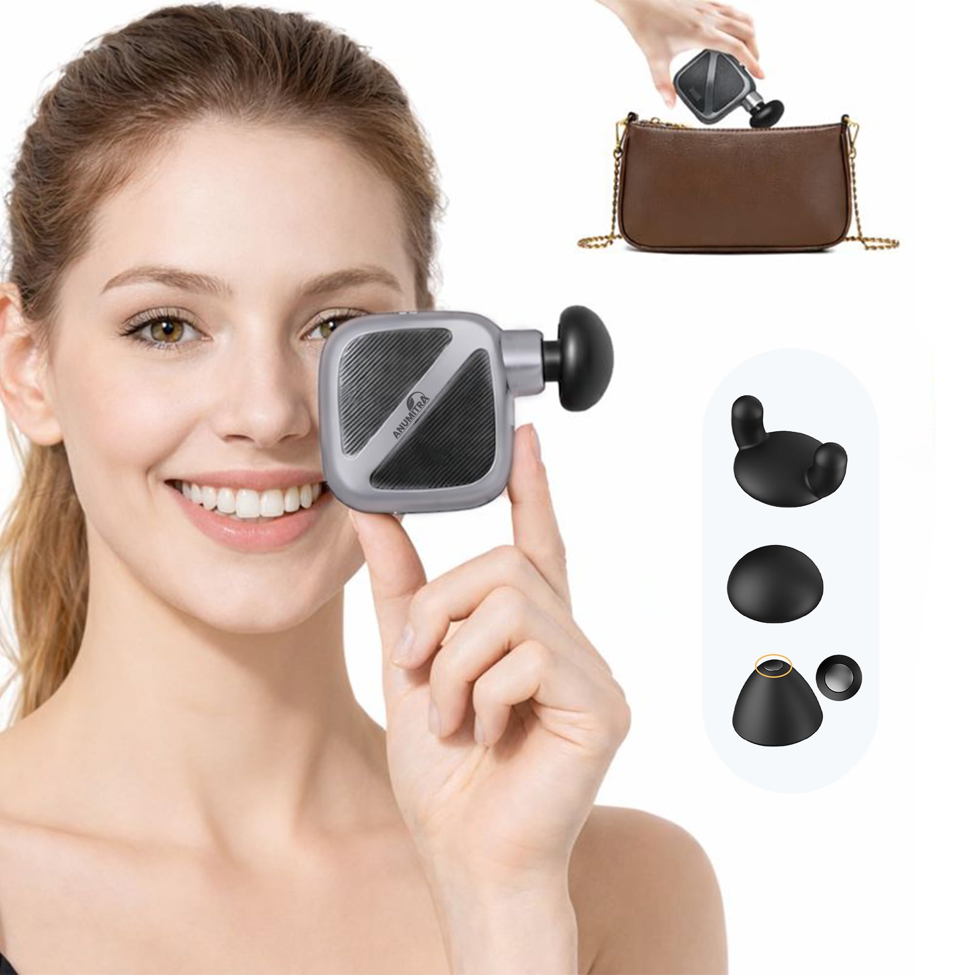 ANUMITRA Pocket Mini Massage Gun Pocket-Sized Handheld Massager for Deep Tissue Muscle Relief Travel Office Gym Use Ideal