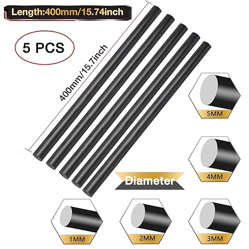Miniatura 6 de ARRIS Varilla de fibra de carbono de 0.315 in de diámetro de 15.748 in para avión RC DIY Craft 0.039 in 0.059 in 0.098 in 0.118 in 0.157 in 0.197 in
