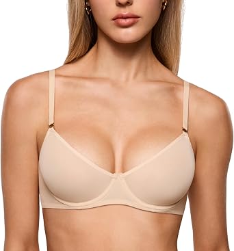 INLYRIC Womens Sheer Balconette Bra | Unlined, No Padding, Mesh, Underwire, Demi, See Through, Sexy, Adjustable Straps, Hook-and-eye, Sexy, Everyday