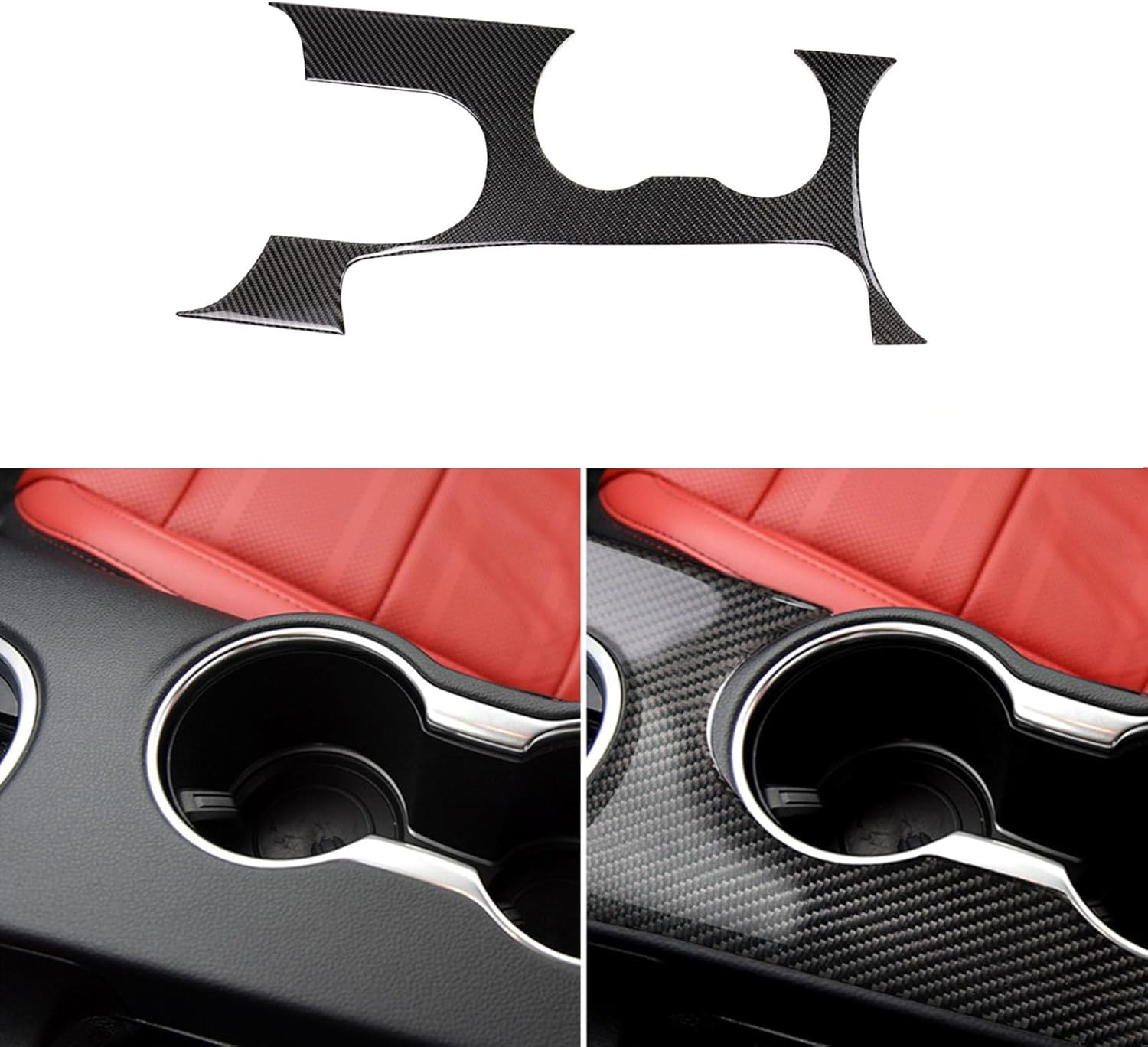 Real Carbon Fiber Interior Accessories Sticker Compatible with Ford Mustang 2015 2016 2017 2018 2019 2020 Car Floor Console Gearshift Panel Decor Trim Cover Black
