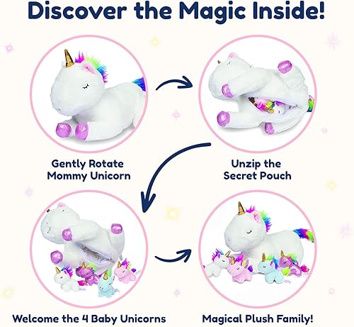 Miniatura 5 de Unicornio de peluche para niñas de 3 4 5 6 7 8 años mamá unicornio rellena con 4 unicornios bebé en su barriga almohadas de juguete para niñas...