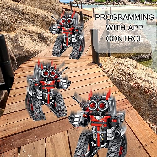 Miniatura 3 de Robot RC STEM Projects (419 piezas) para niños de 6 a 12 años, robot controlado por aplicación remota, robot de engranaje de codificación, tanque,