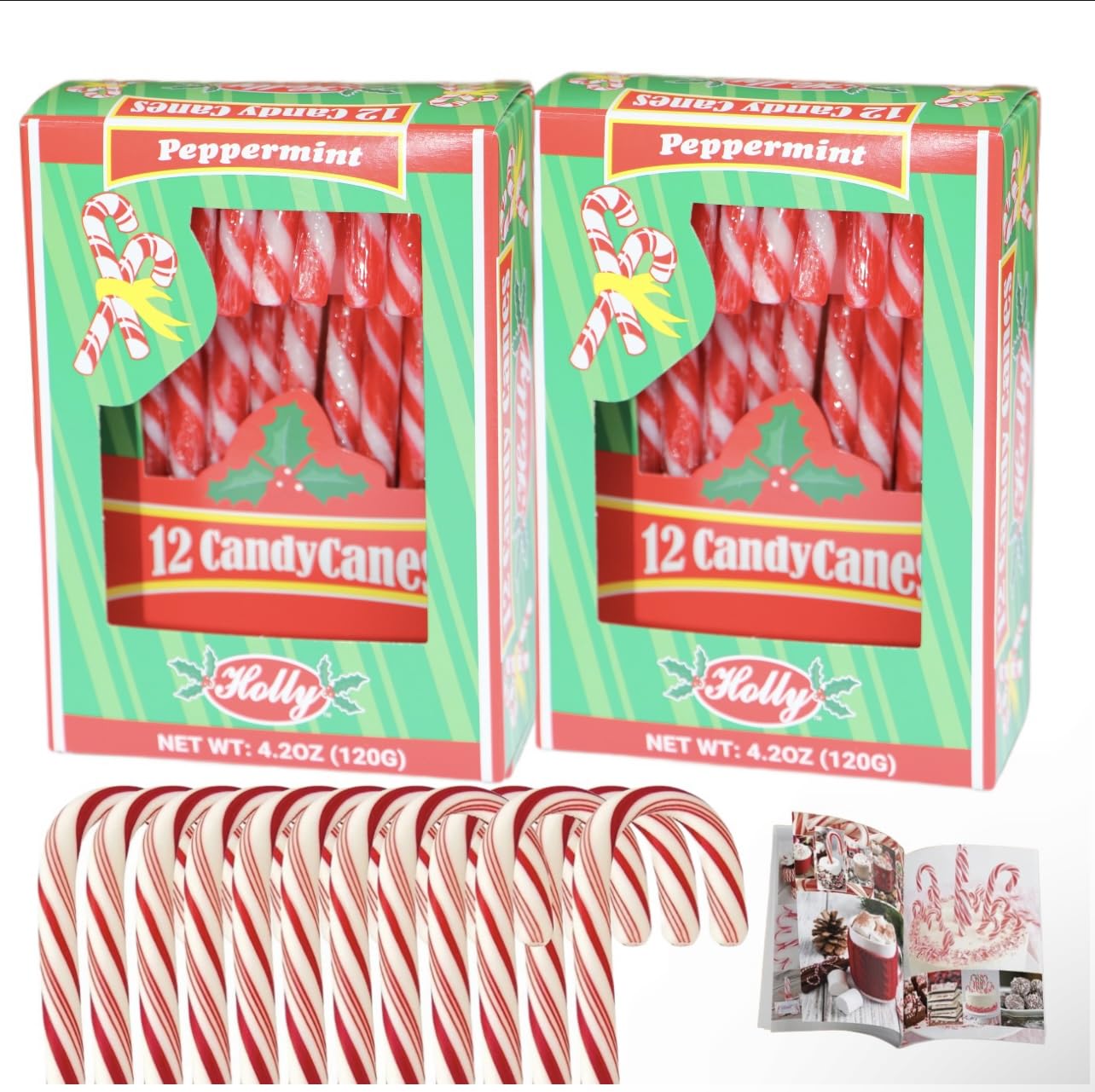 CANDY CANES Peppermint Flavored (2 Boxes (12ct) 24 Total) | Red & White Stripes Individually Wrapped.