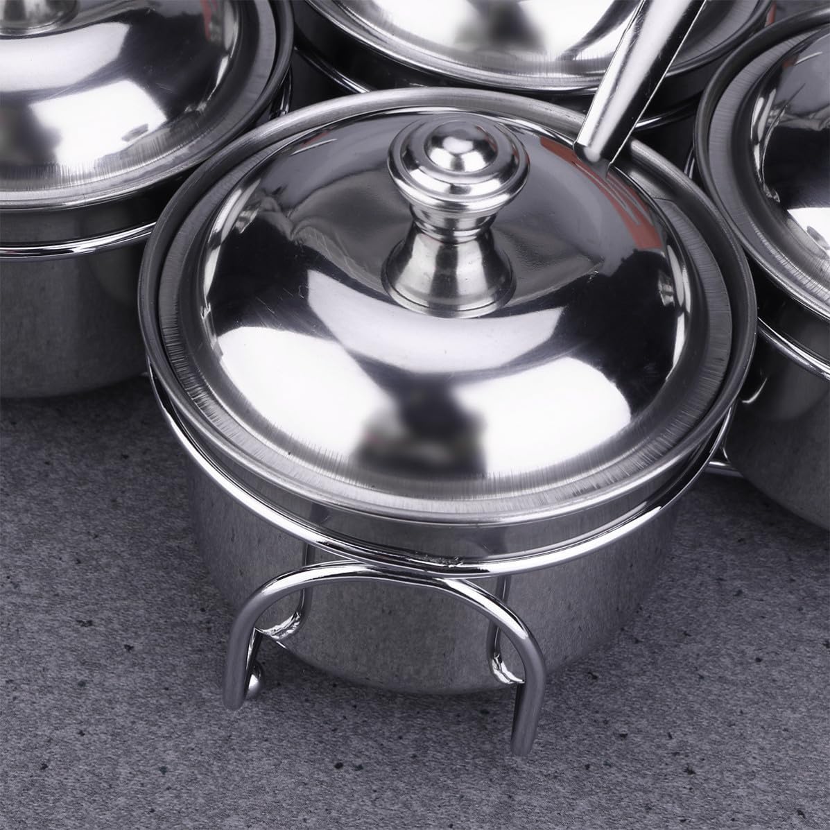 Stainless Steel Spice Container Set with Lid and Spoon, Silver