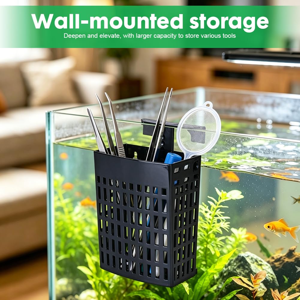 4 Stück Aquarium Pflanzenhalter, Höhenverstellbare Aquaponik Pflanzhalterung mit Saugnapf & Teleskop-Haken, Hängender Pflanztopf für Aquascaping, Aquarium Pflanzenzucht Deko Zubehör Schwarz
