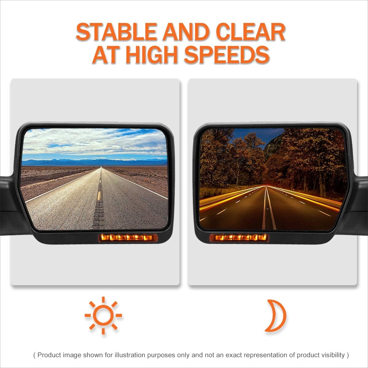 [Passenger Side] Manual Foldable Tow Towing Mirrors w/Amber LED Signal Lamp Compatible with 04-14 Ford F150,Black