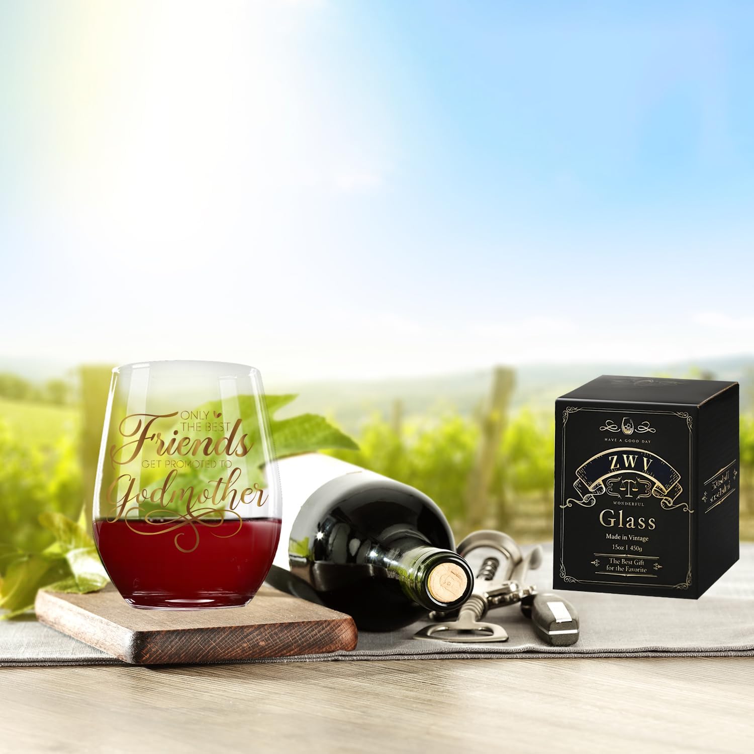 Best Friends Get Promoted To Godmother, Interesting Stemless Wine Glass Gift For Godmothers, Christmas Baby Pregnancy Announcement Gifts for Godmother Friends - Image 3