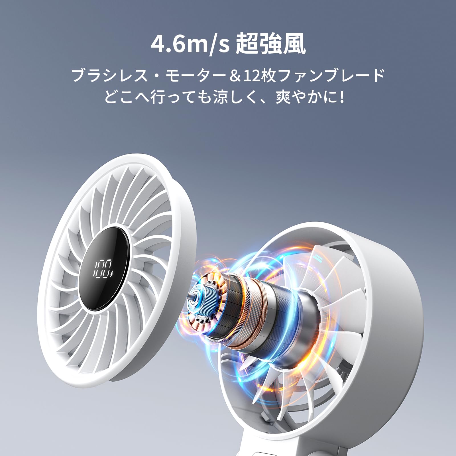Amazon | JISULIFE ハンディファン 手持ち扇風機 LED電池残量表示