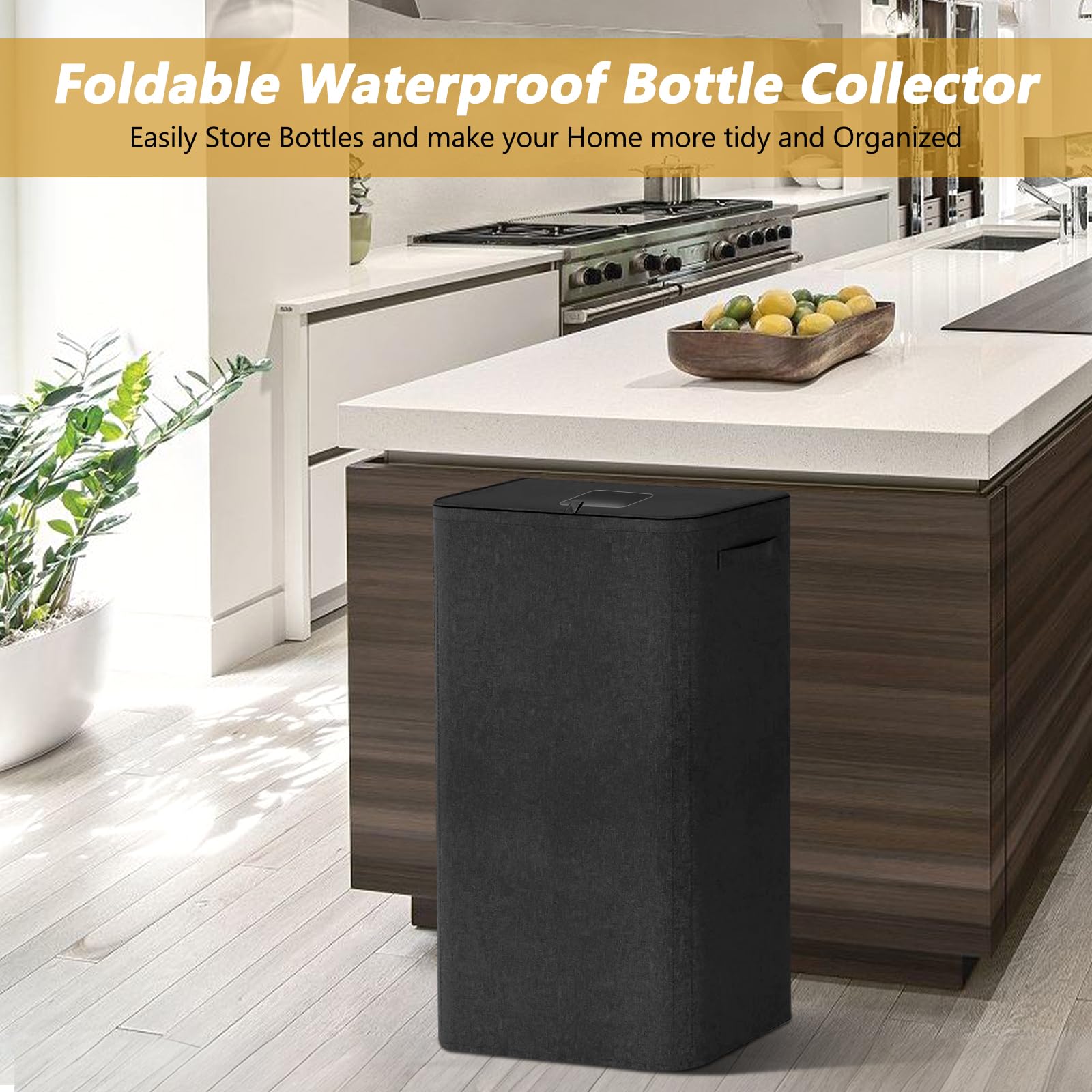 100L Poubelles,Conteneur de collecte de bouteilles,Collecteur de bouteilles perforé avec sac intérieur amovible,Déchets et recyclage poubelle tri des déchets-Poubelle cuisine facile à vider.