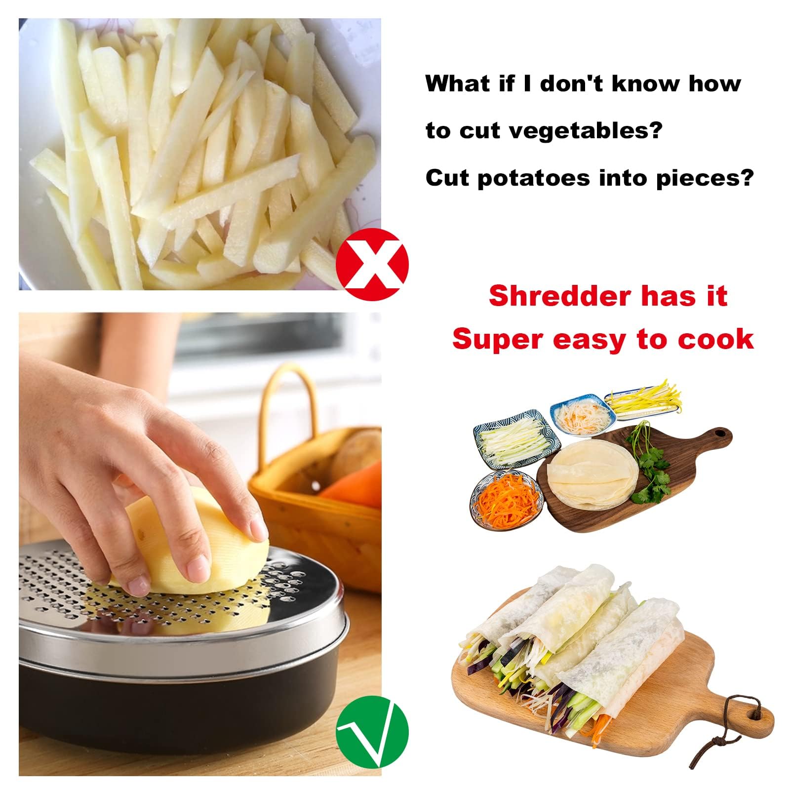 Cheese Grater with Container and Lid, Graters for Kitchen Box Grater with 2 Size Lid - Image 4