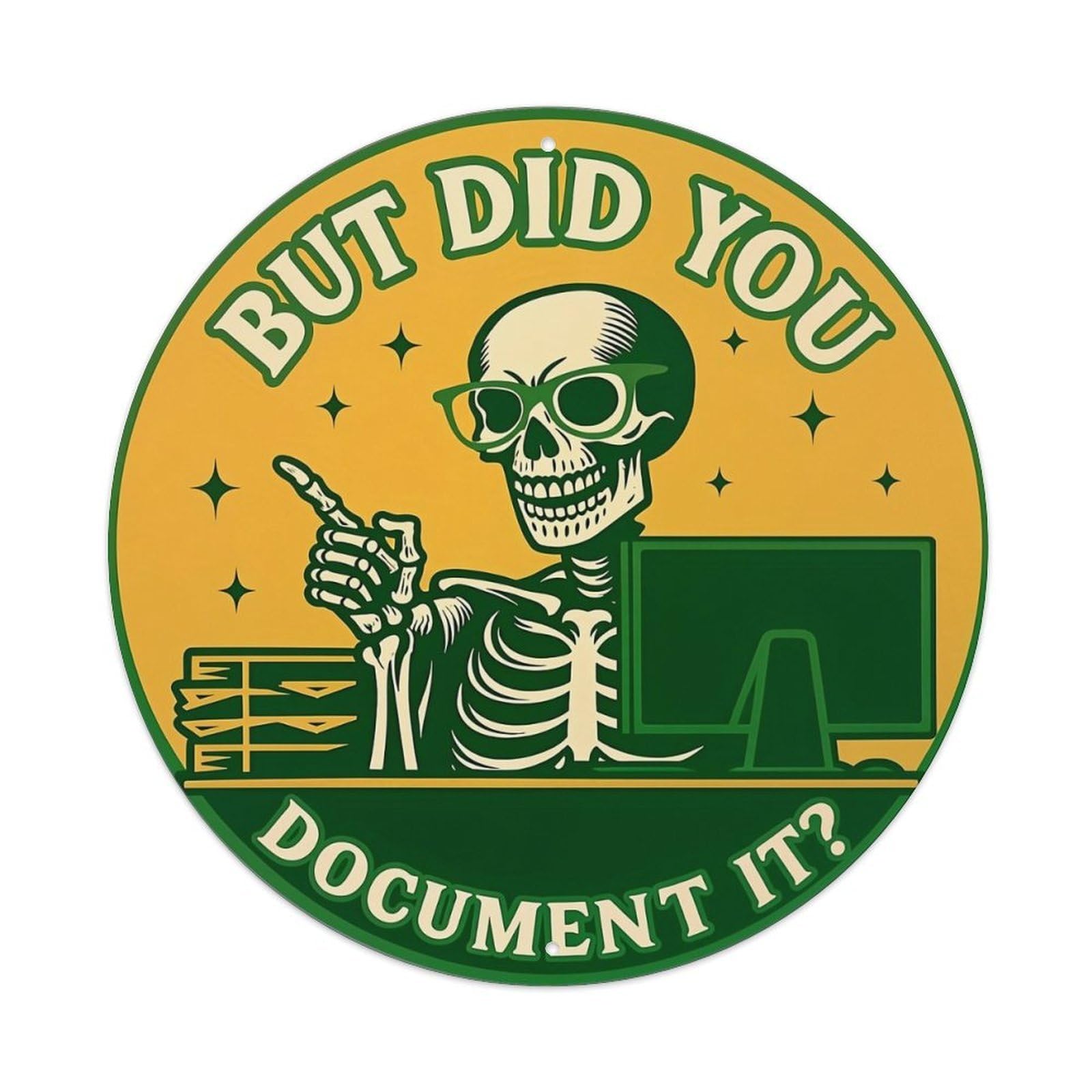 Skeleton Pointing At Computer Screen Tin Sign Metal Poster Vintage Metal Signs for Home Man Cave Bar Cafe Kitchen laundry room Wall Decorations 8x8 inches