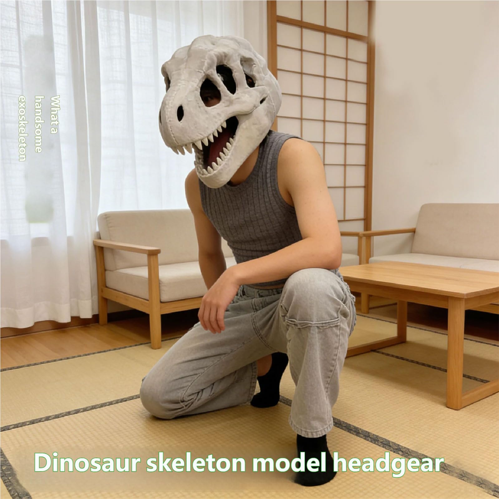 Greabuy Divertido sombrero con capucha de hueso de dinosaurio, tela cómoda que garantiza un disfrute prolongado en celebraciones para niños y adultos, divertido sombrero de dinosaurio