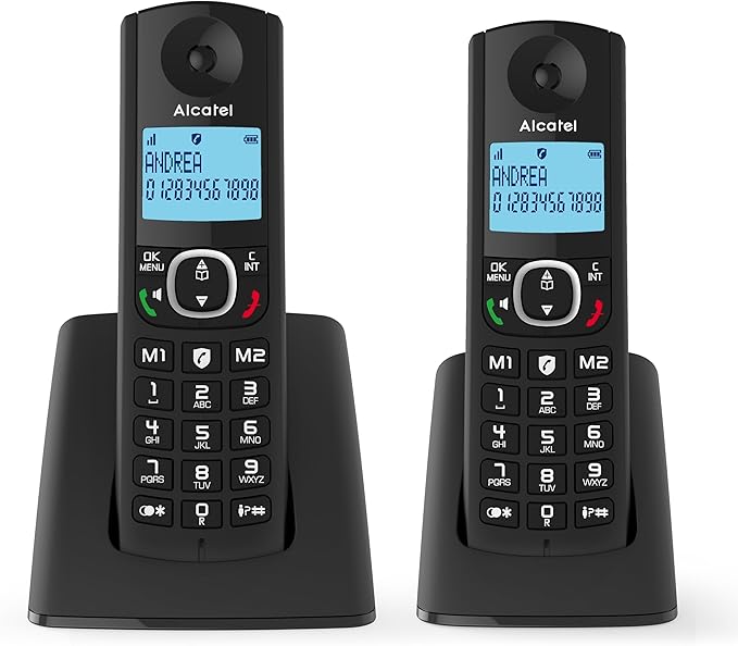 Telefono Fisso Cordless Alcatel F530 Voice - Segreteria Integrata, Display Grande, Vivavoce, Bianco/Blu