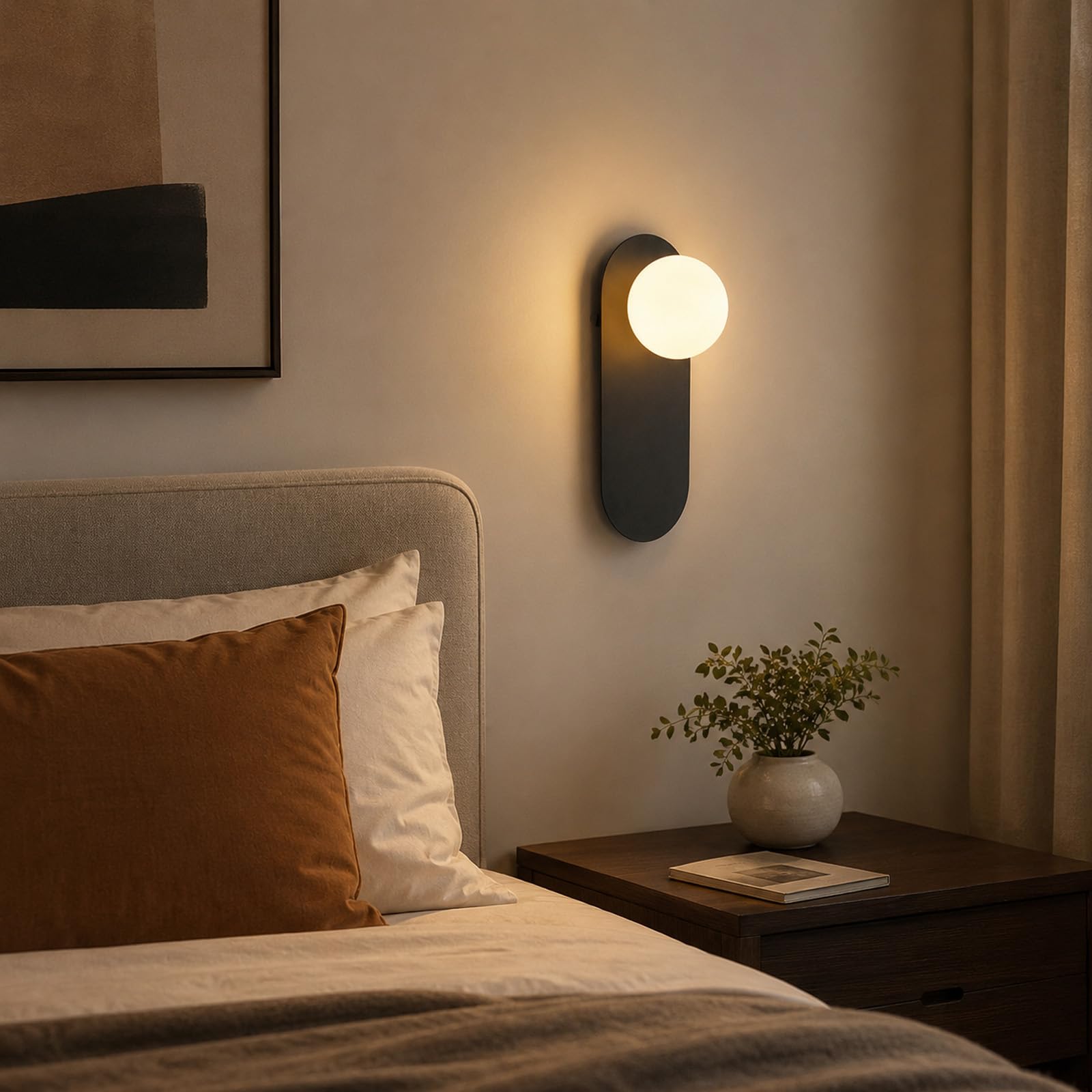 Photo 1 of MIXL Mid Century Modern Black Globe Wall Light Fixture for Bedroom