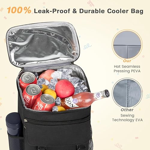 Miniatura 2 de Mochila térmica suave aislada a prueba de fugas, 30 latas, mochila térmica portátil para picnic, camping, playa, senderismo, barbacoa, almuerzo para