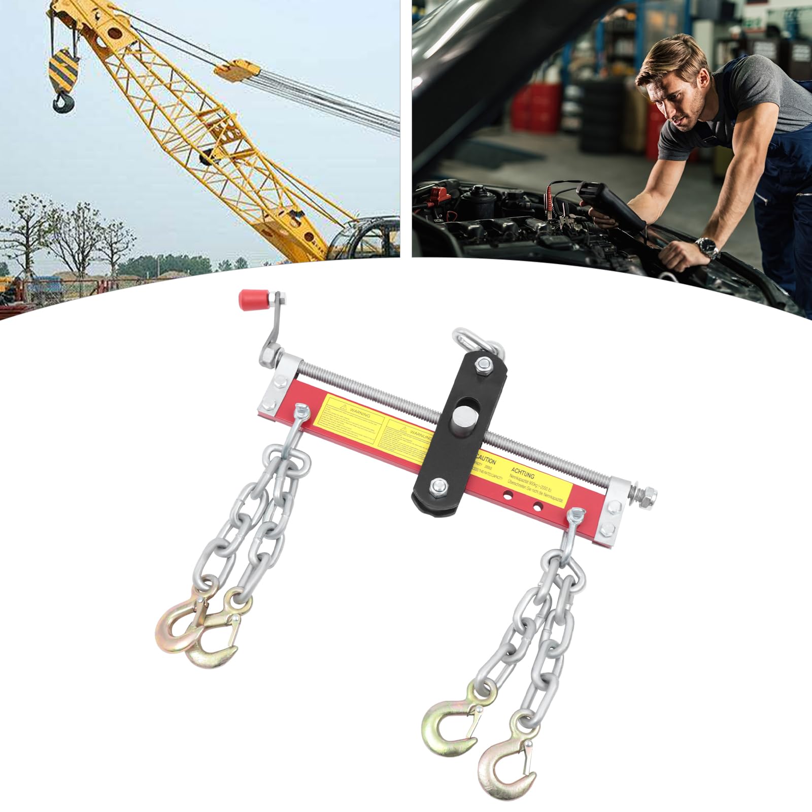 Support Lève Moteur Équilibreur, Pont Moteur, Grue de Levage, Grue d'atelier avec Chaînes 900kg pour Opérations de Grue
