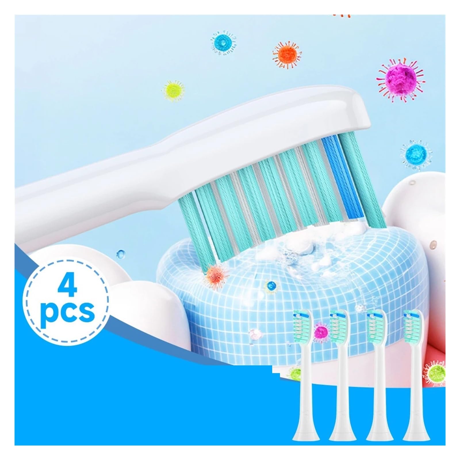 Cabezales de cepillo, compatible con Philips | Cabezales de plástico para cepillado diario y reemplazo periódico(20B10)