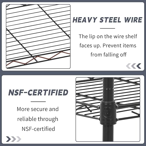 Miniatura 6 de YYkokocat Estantería de alambre ajustable de 6 estantes, estantes de almacenamiento de capacidad de 600 libras para armario, estante de alambre de