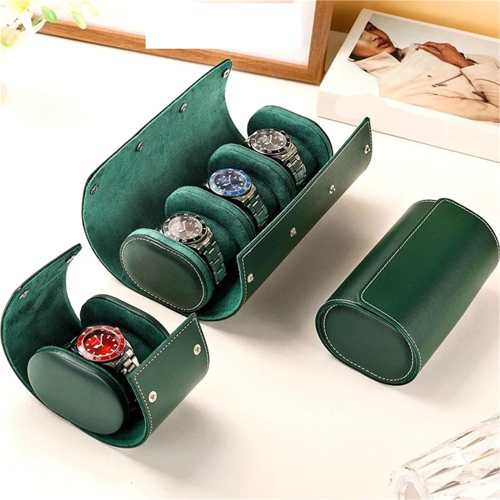 Custodia for Orologio Portatile In Pelle Da 2 Pezzi Per Orologi | Rotolo Organizzatore di archiviazione personalizzato Porta orologio da viaggio Confezione regalo antiurto
