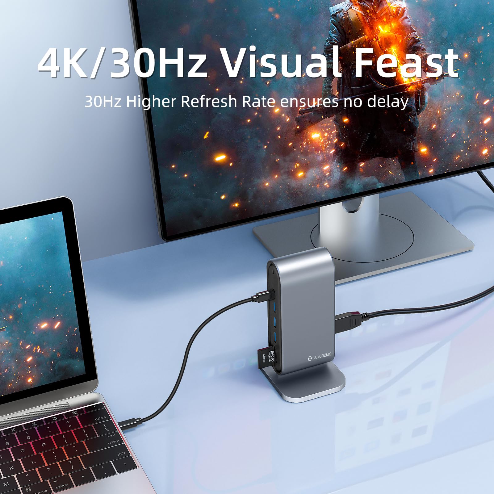 Stacja dokująca 12 w 1 USB-C z potrójnym monitorem z ładowaniem 100 W, kompatybilna z systemami Windows, Mac i Chrome z Thunderbolt lub USB-C (3 x HDMI, 1 x USB-C, 4X USB, Ethernet, czytnik kart SD)