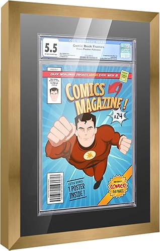Miniatura 157 de Poster Palooza Marco de cómic con paspartú para 2 cómics CGC, CBCS o PGX Graded Comics – Marco de cómic negro para cómics de 8.125 x 13 pulgadas