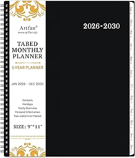 2026-2030 Monthly Planner/Calendar - 5 Year Monthly Planner, Jan. 2026 - Dec. 2030, 9" x 11", 5 Year Calendar Double-Side Pocket + Durable Polypropylene Cover