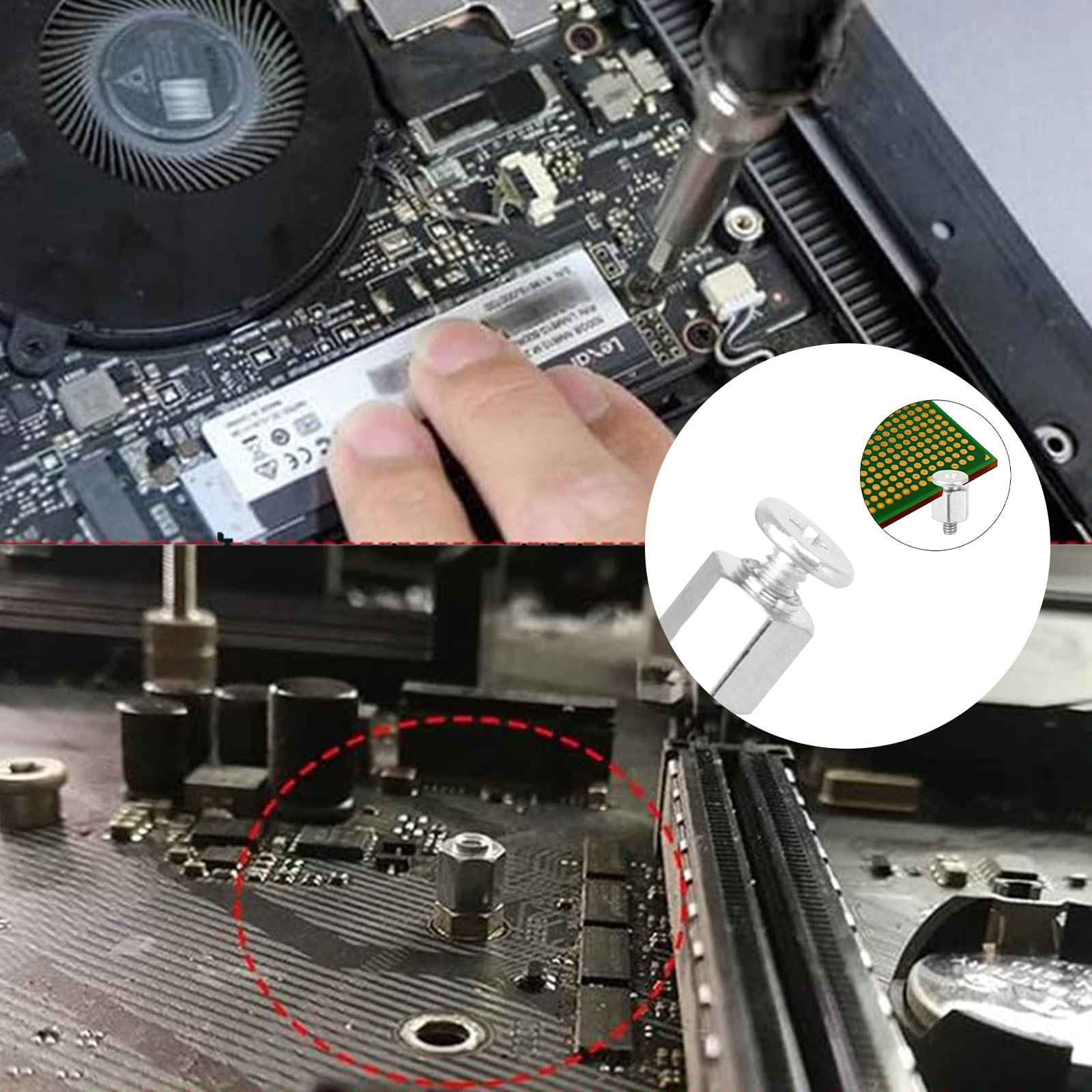Rakiuty Juego de 4 Tornillos M.2 SSD para Montaje, Kit de Montaje para SSD M.2 NVMe, M.2 SSD NVMe Tornillos PC