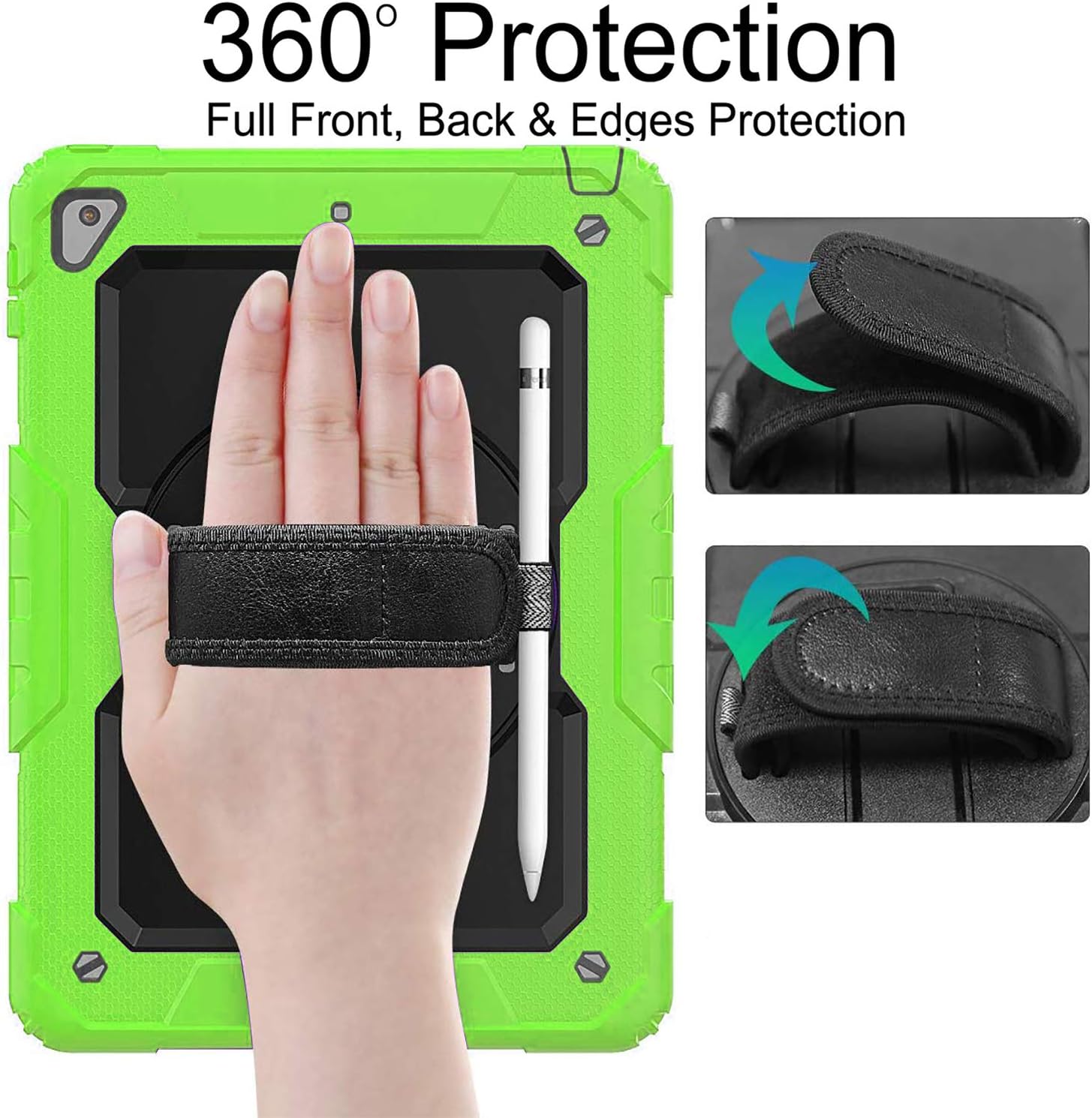 DuraSafe Cases for iPad 9.7 Inch 5/6 & Air 2 & PRO 9.7 [iPad 5th 6th Air 2nd Pro 9.7 ] A1893 A1954 A1822 A1823 A1566 A1567 A1673 A1674 A1675 Built-in Kick Stand Heavy Duty Rugged Case - Green