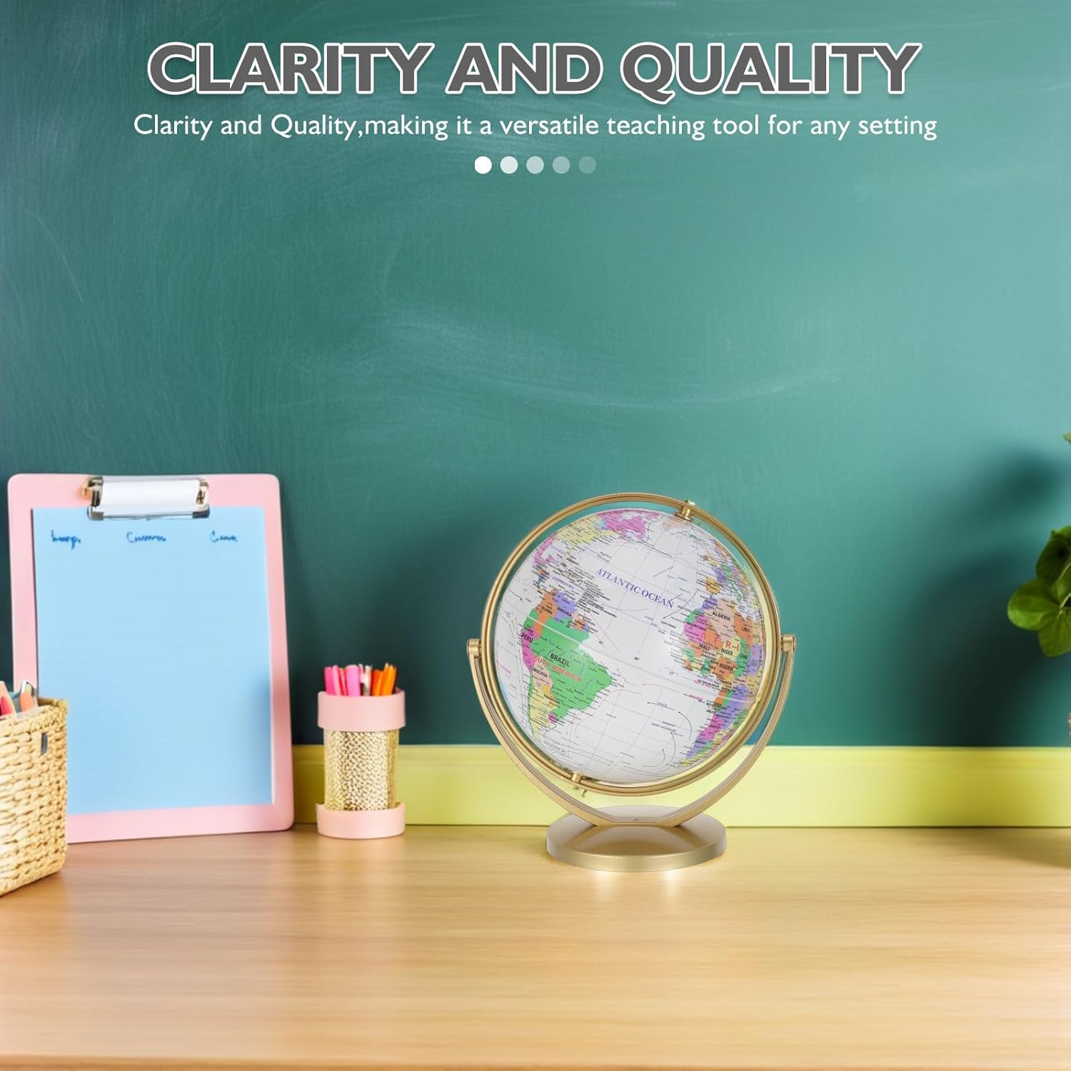 World Globe: 20cm Teaching Geographic Decorative Globe With Stand - Geography Tool For Elementary Classroom Home School Office