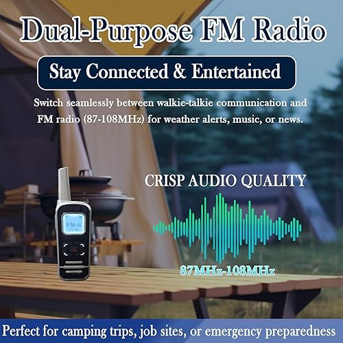 Miniatura 6 de M6P Mini Walkie Talkies, batería recargable de 1100 mAh, 128 canales, Walkie Talkies de largo alcance con función de radio FM, pantalla LCD, radio