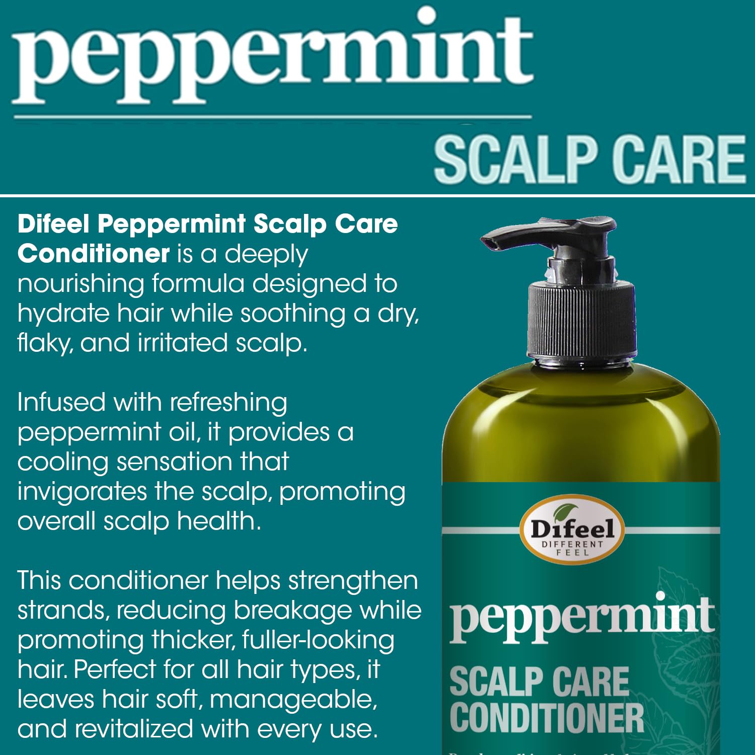 Difeel Peppermint Scalp Care Shampoo 33.8 oz. - Peppermint Shampoo Made with Natural Ingredients - Image 3