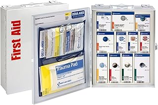 First Aid Only 90658 25-Person SmartCompliance First Aid Kit for Businesses, ANSI 2015 Compliant Metal Food Service First Aid Cabinet, 94 Pieces