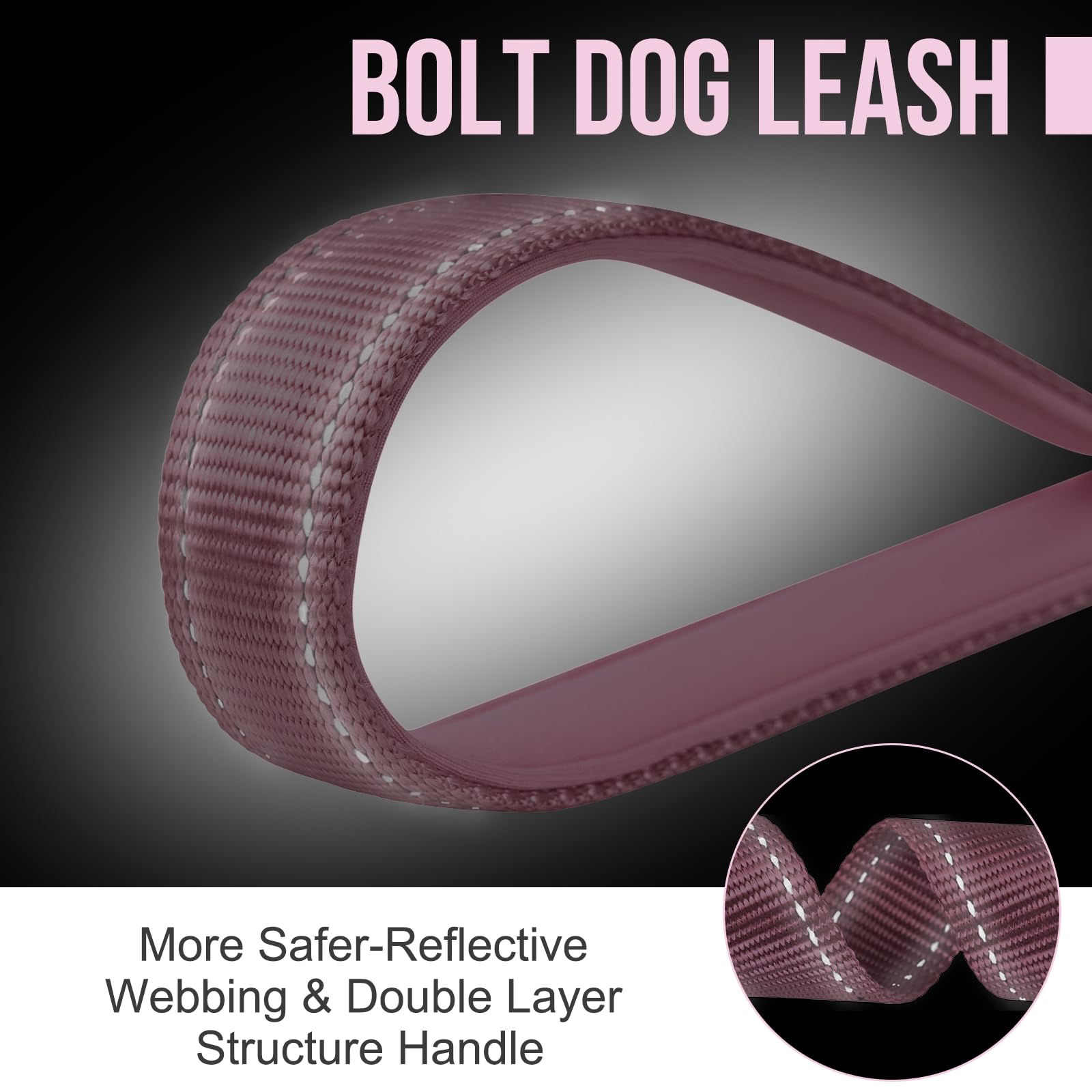 Short Dog Lead with Padded Handle,OneTigris Durable Nylon Traffic Lead Training Walking Leash for Medium Large Dog (Pink, 20IN) - Image 4