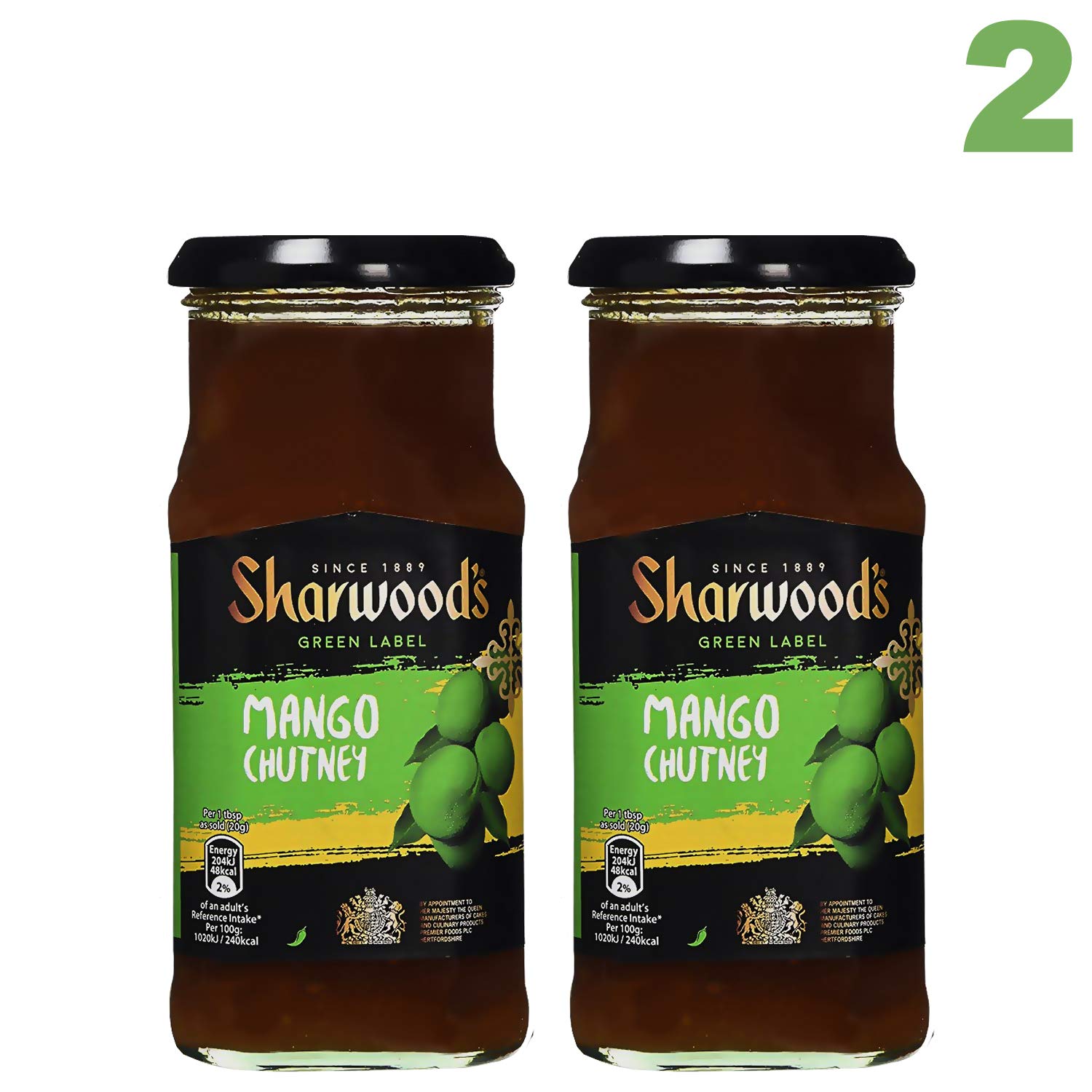 Sharwood's Mango Chutney Green Label 2x 360g (720 g) - authentisches indisches Chutney!