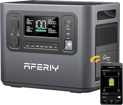 AFERIY 2400W Tragbare Powerstation, 2048Wh LiFePO4 Batterie, 1,5 Stunde Schnellladung, 13 Anschlüsse, Sinuswellen 230V, USV, Mobile Stromversorgung für Outdoors Camping, 7 Jahre Garantie