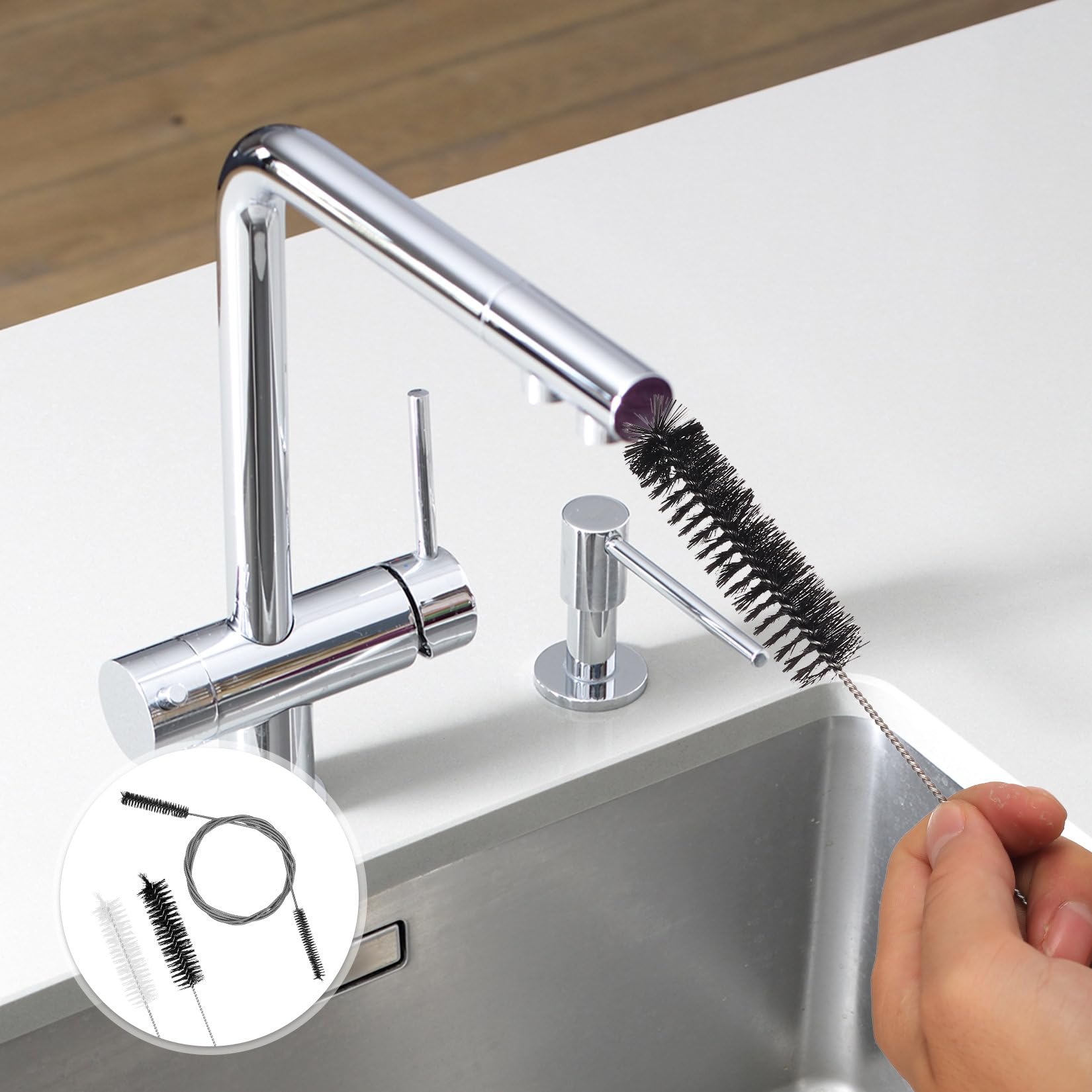 4 Pz Stura Tubi di Scarico Lavandino Bagno Cucina, Spazzola per Pulire Doccia, 200cm Spazzola Pulizia a Doppia Testa per Pulizia del Tubo Lavandino Doccia Bagno Cucina (2 Corti, 2 Lunghi)